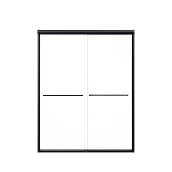 Sarlai 60 in. x 72 in. Sliding Shower Door in Black Framed Bypass Shower Door with Tempered Glass and Handle