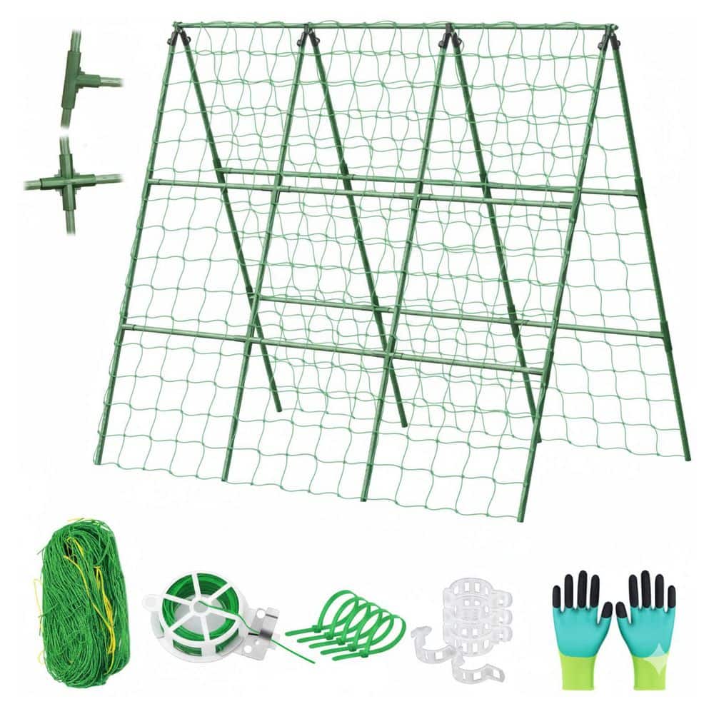 53 Inch Metal A-Frame Adjustable Garden Trellis with Climbing Net and Plant Support for Raised Beds Outdoors price history on PriceWatchPro
