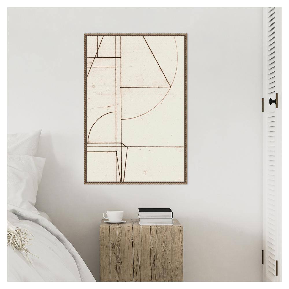 Abstract Geometric Lines Beaded Bronze Framed Canvas Art, 23" x 33"