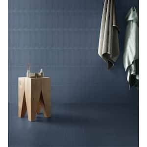 Stencil Indigo 4 in. x 12 in. Glaze Porcelain Half Moon Floor and Wall Tile (5.81 sq. ft./case)