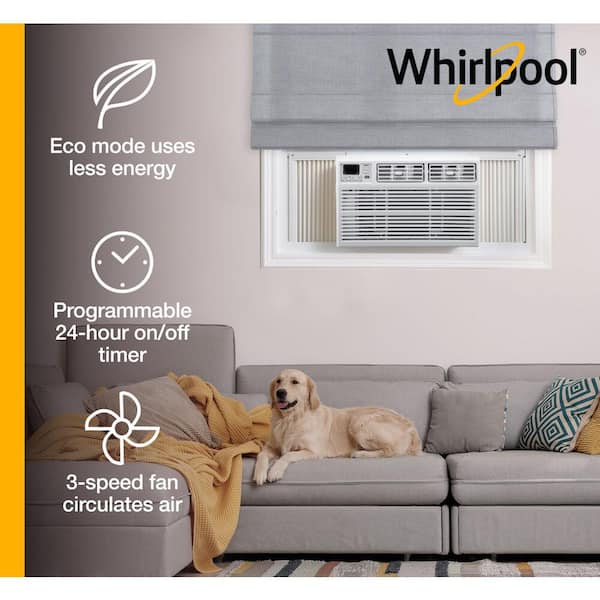Whirlpool Energy Star 12,000 BTU 115V Window AC w/ Remote Control for Rooms up to 550 Sq. Ft. LCD Display Timer White WHAW121BW - The Home Depot