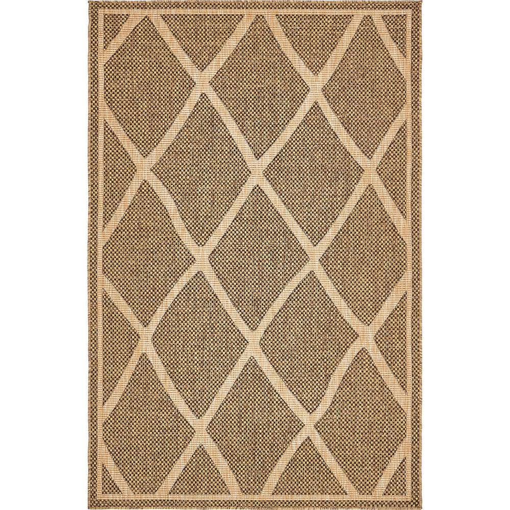 Easy-Care Diamond Brown Synthetic 5' x 8' Outdoor Rug