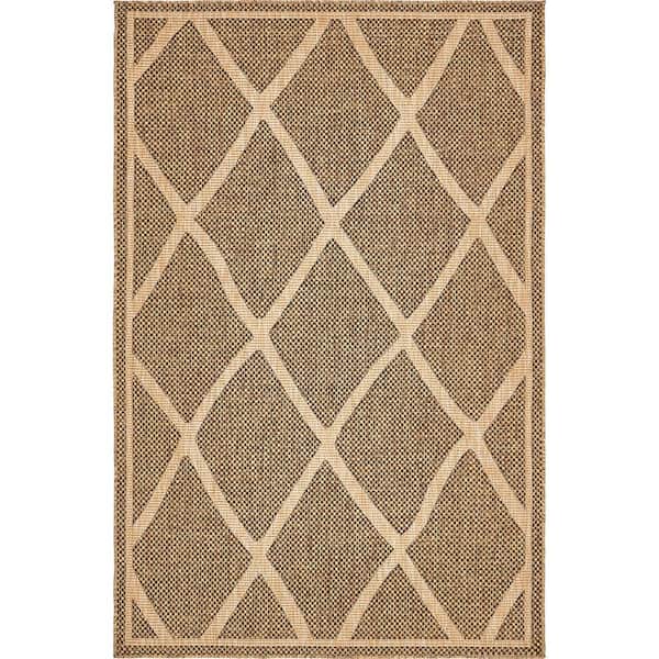 Unique Loom Outdoor Diamonds Brown 5' 0 x 8' 0 Area Rug