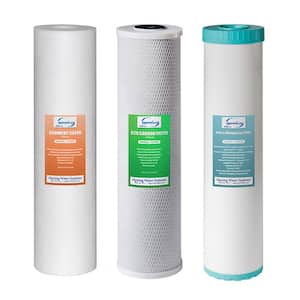 Whole House Water Filters w/ Sediment, Carbon Block, and Iron and Manganese Reducing Cartridges, 4.5 x 20, Fits WGB32BM