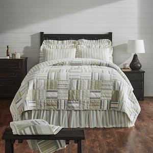 Finders Keepers Soft White Khaki Grey Farmhouse King Cotton Quilt
