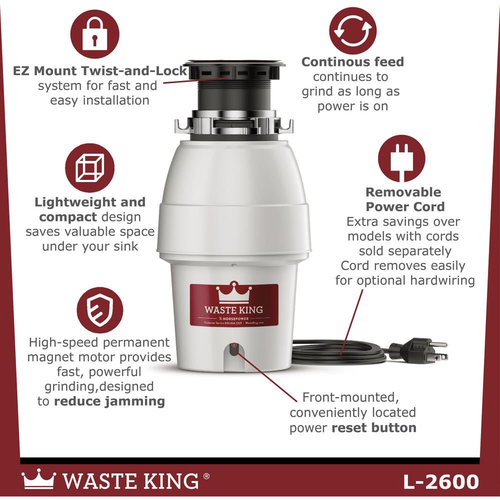 Silver Continuous Feed Stainless Steel Food Waste Disposer