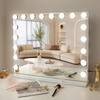 VANITII GLOBAL 32 in. W x 24 in. H Large Rectangular Framed Dimmable LED Tabletop Mounted Bathroom Makeup Mirror in White VNT-8058JM
