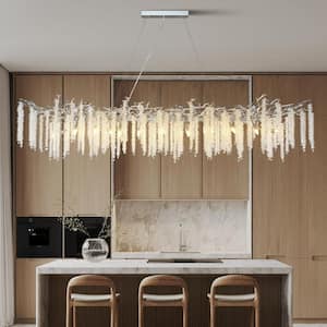 20-Light Silver Chandelier, Luxury Flush Mount Chandelier with K9 Crystal, for Dining Room, Living Room, Kitchen