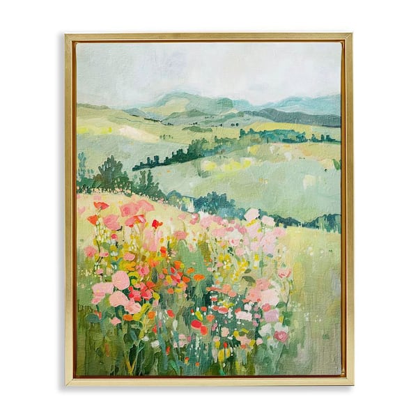 Soft Flowers Meadow by RileyB Gold Floater Frame Nature Graphic Art Print 21 in. x 17 in.