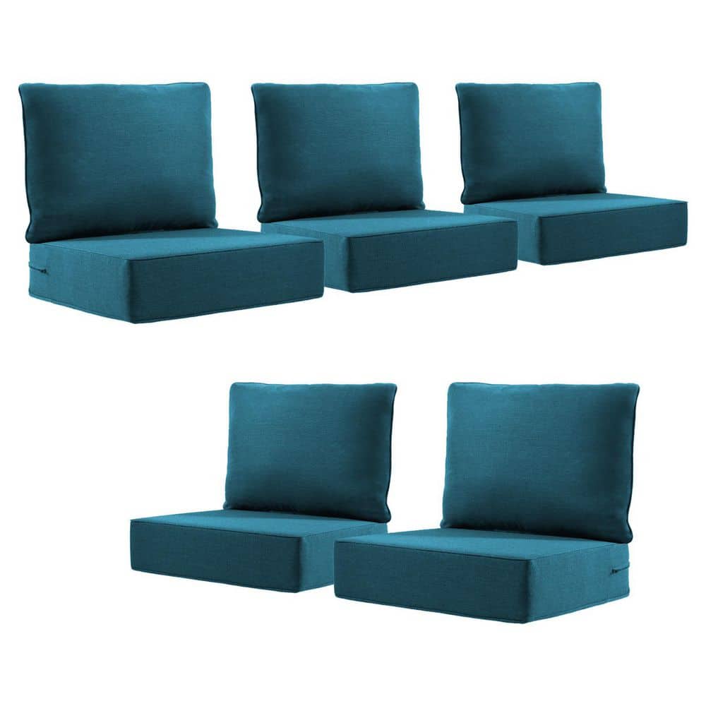22 in. x 24 in. x 6 in. 10-Piece Olefin Deep Thick Seating Outdoor Lounge Chair Sofa Replacement Cushion in Peacock Blue price history on PriceWatchPro