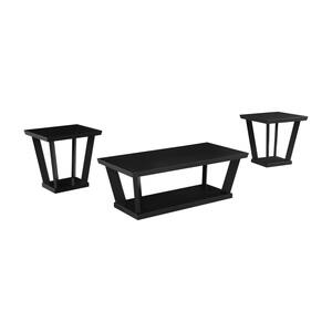 47.25 in. 3-piece Black Occasional Set with Open Shelves