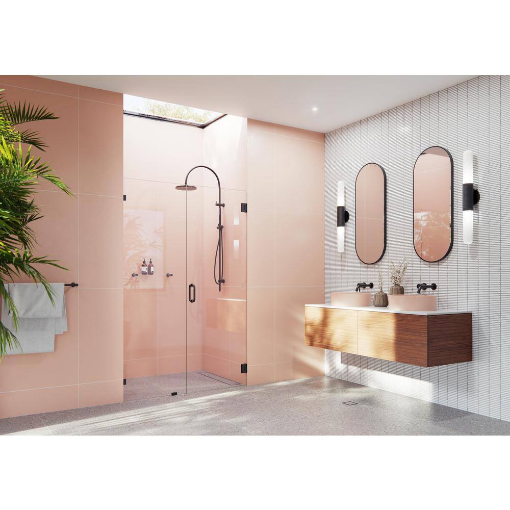 Matte Black Frameless Glass Wall Hinge Shower Door, 78" x 45.25"