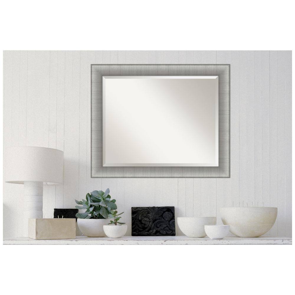 Elegant Brushed Pewter Rectangular Vanity Wall Mirror 33"x27"