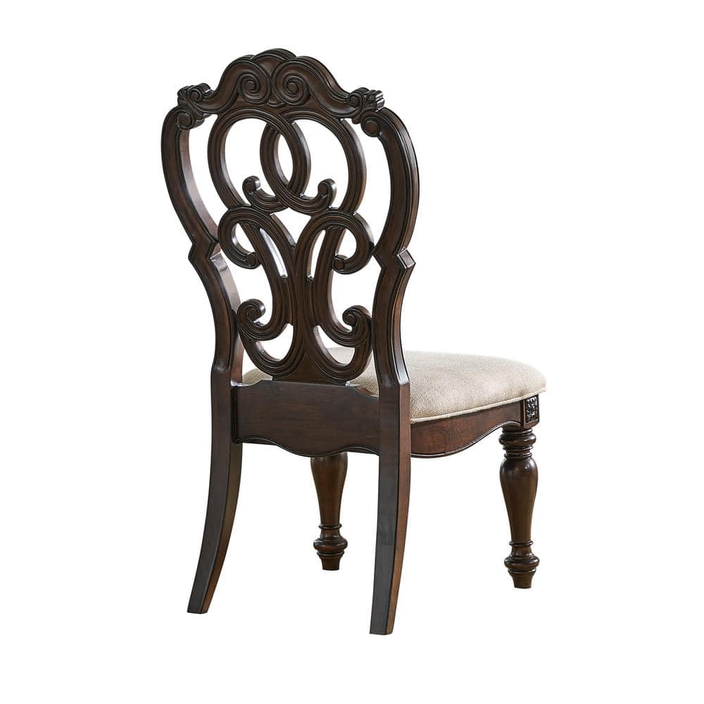 Warm Pecan Upholstered Traditional Side Chair