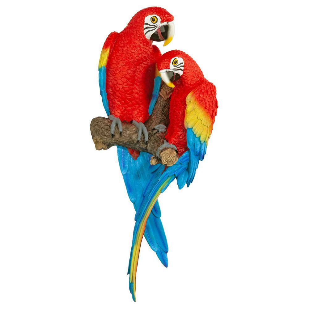 Tropical Scarlet Macaws Resin Wall Statue 26.2" High