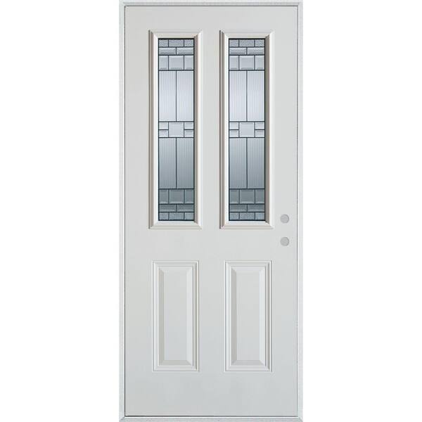 Stanley Doors 36 in. x 80 in. Architectural 2 Lite 2-Panel Painted White Left-Hand Inswing Steel Prehung Front Door