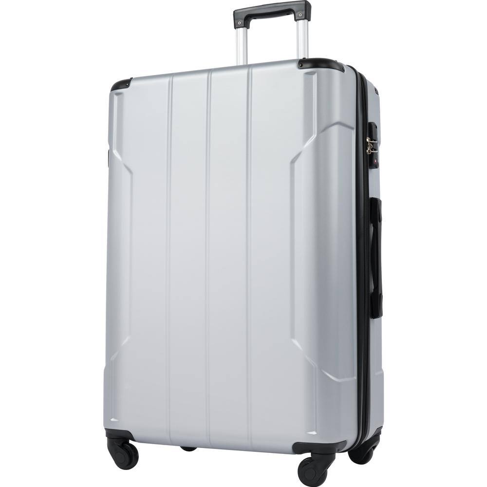 Aoibox 28 in. Silver Lightweight Hardshell Luggage Spinner Suitcase