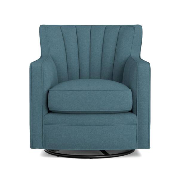 Handy Living Zahara Blue Linen Swivel Arm Chair340CLIN55252 The
