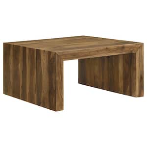 Odilia 34 in. Auburn Square Solid Wood Coffee Table