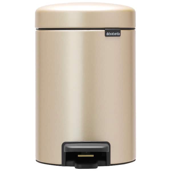 NewIcon 0.8 gal. Champagne Steel Step-On Trash Can