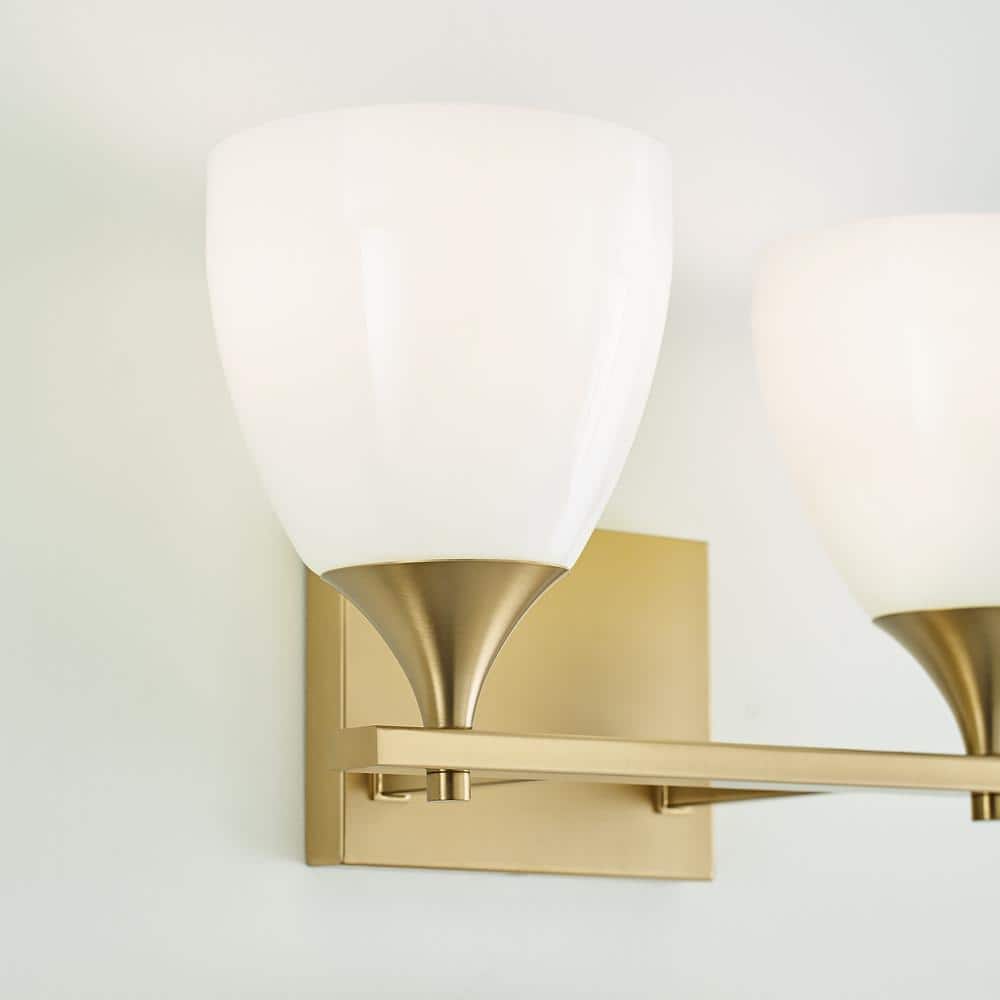Satin Brass and Milk Glass 2-Light Wall Sconce