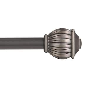Benji 28 in. - 48 in. Adjustable Single Curtain Rod 5/8 in. Diameter in Pewter Gray with Soft Square