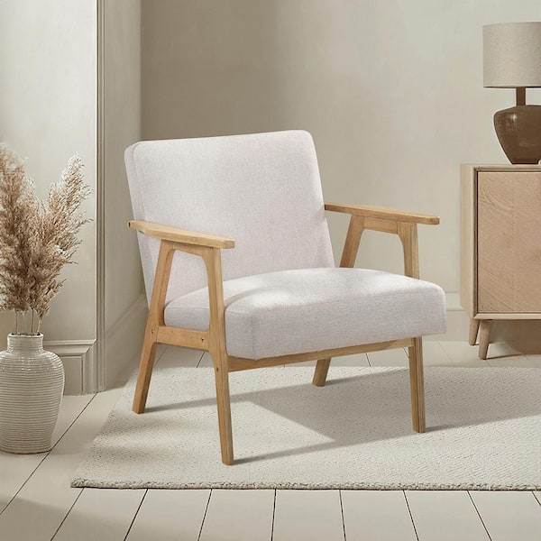 Lewiston Beige Textured Fabric Upholstery Accent Arm Chair
