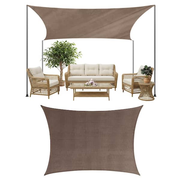 Sun Shade Canopy - 10 ft. x 13 ft. Curved Rectangle Sun Shade Sail with UV Protection, Gray