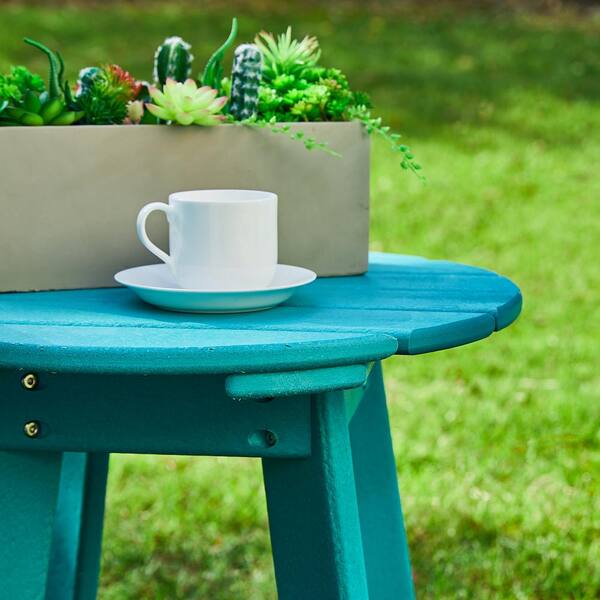 Glitzhome 20 D Outdoor Patio HDPE Round Side Table or End Table Green