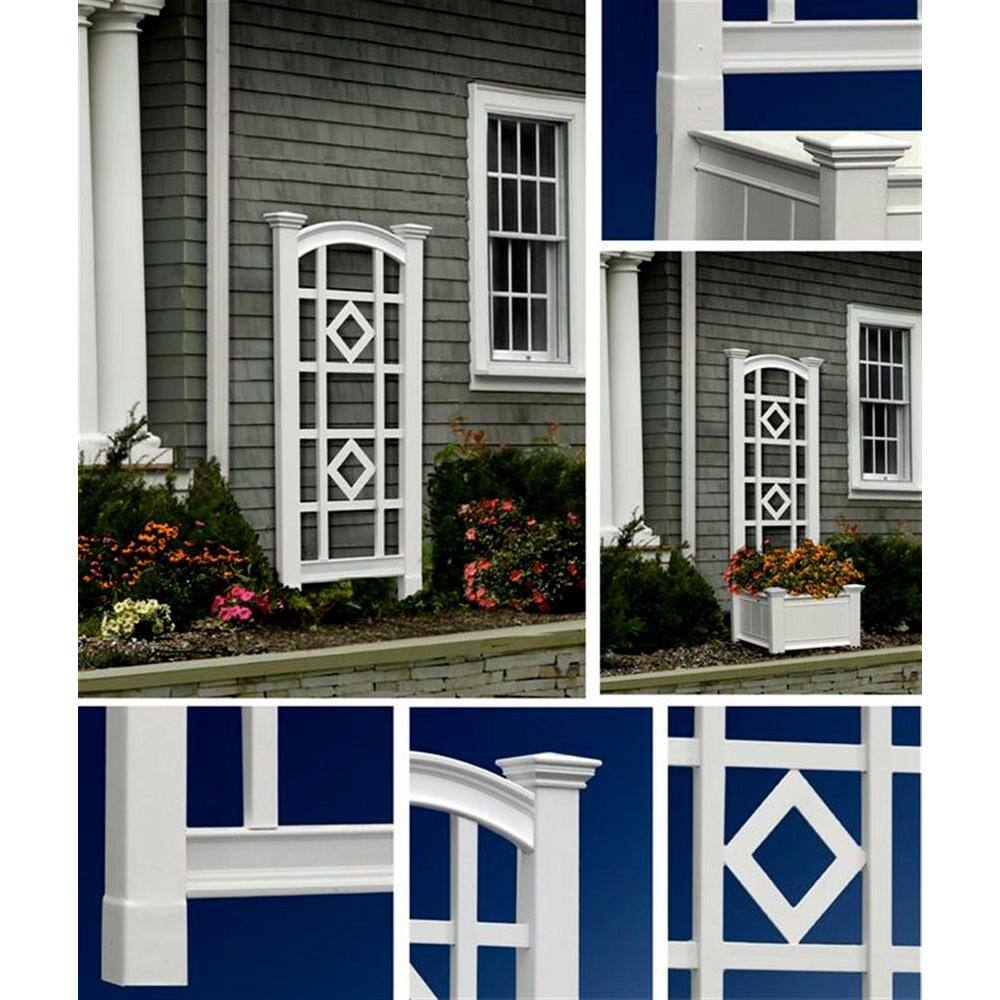 Milan White Vinyl Trellis with Diamond Lattice Design