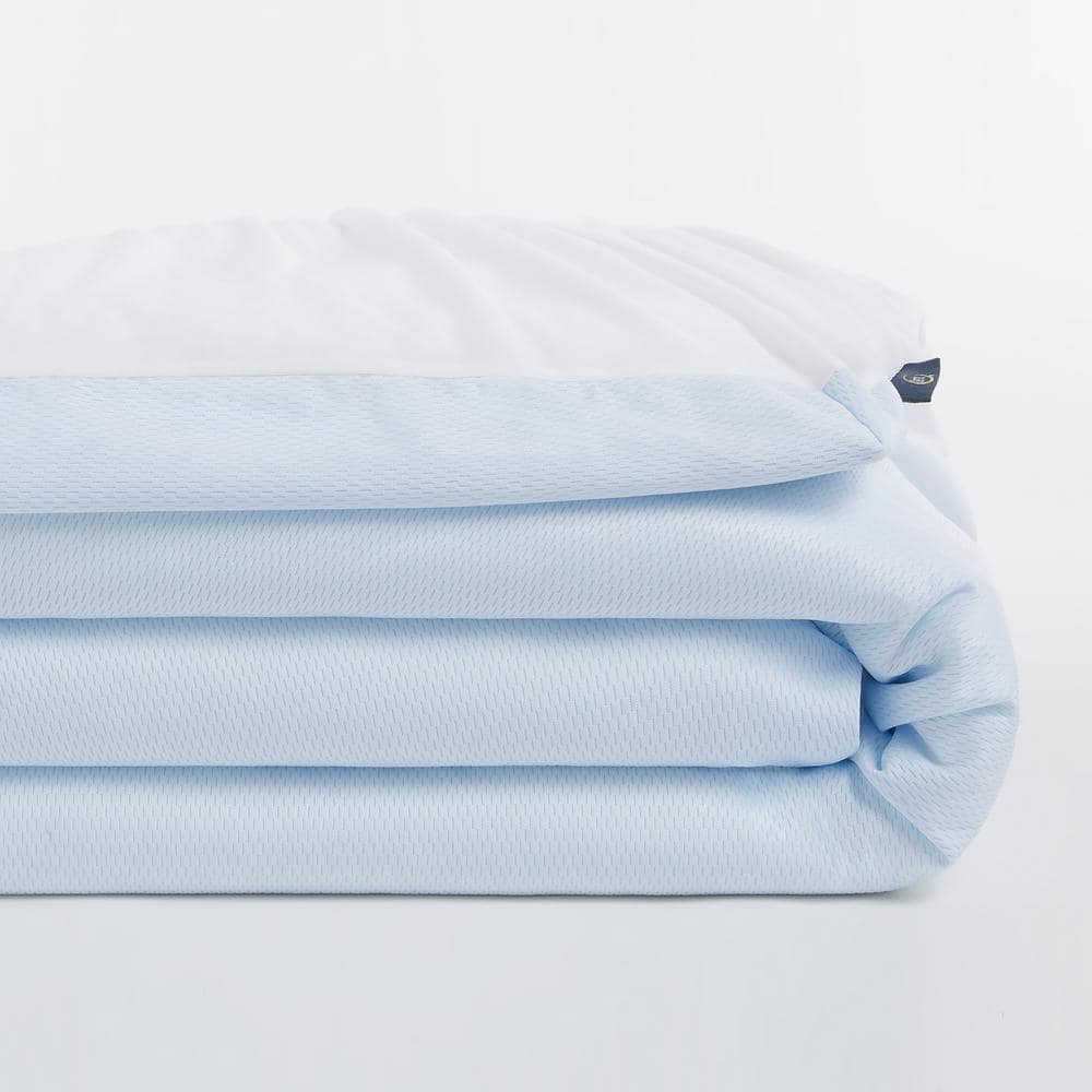 Twin XL Blue Polyester Waterproof Cooling Mattress Protector