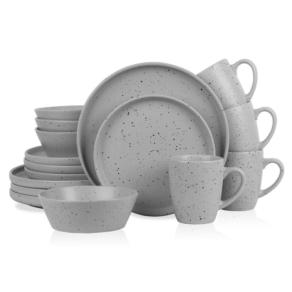 STONE LAIN Jade 16Piece Grey Stoneware Dinnerware (Service Set for 4
