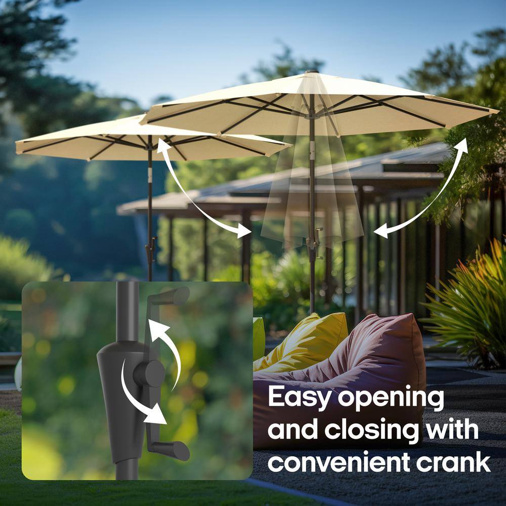 Tan 9' Outdoor Patio Umbrella with Rib Replacement Technology