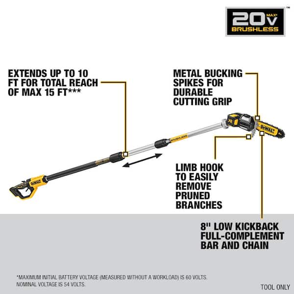 DEWALT 20V MAX 8 in. Cordless Battery Powered Pole Saw with Pole