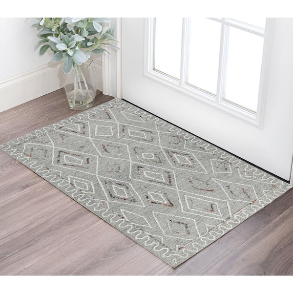 2 ft. x 3 ft. Multi-Colored Rust Wool Geometric Hand Hooked Area Rug