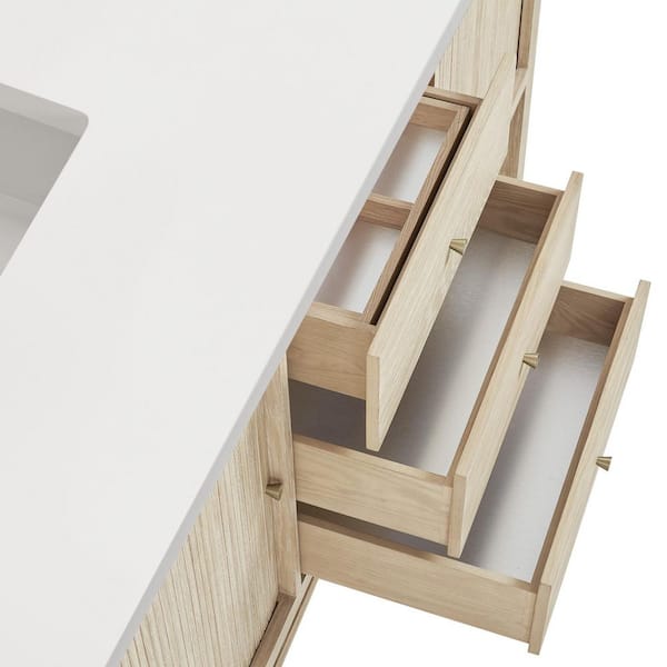 Marigot 72.0 in. Double Bath Vanity in Sunwashed Oak with Wireless Charging Eternal Jasmine Pearl Quartz Top