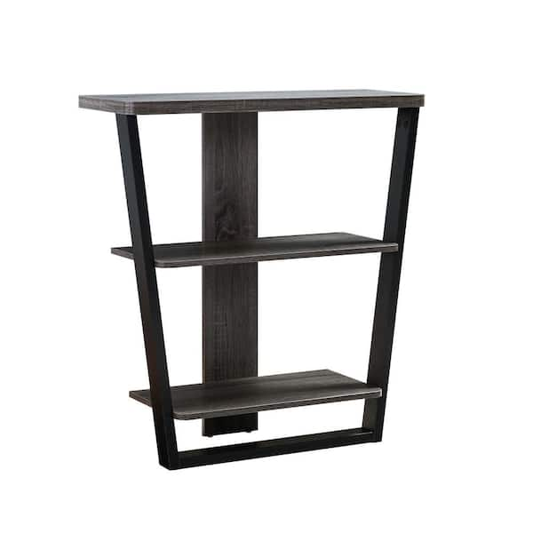 Benjara 11.5 In. Gray And Black Rectangle Wood Top Console Table With 3 ...