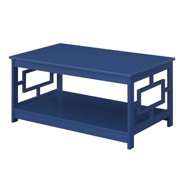 Convenience Concepts Town Square 39.25 in Cobalt Blue 18 in. Rectangular MDF Coffee Table with Shelf
