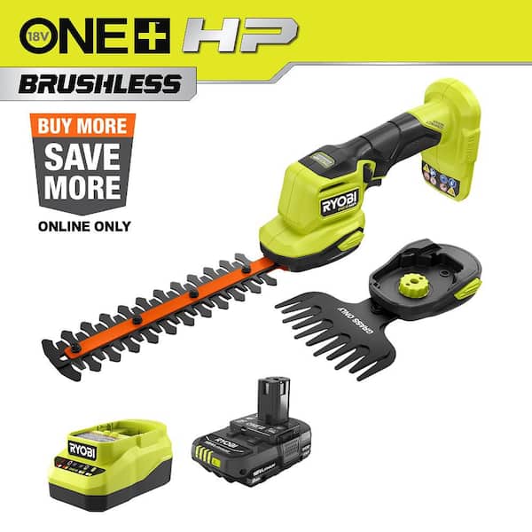 ONE+ 18V Cordless Grass Shear and Shrubber Trimmer with 2.0 Ah Battery and Charger