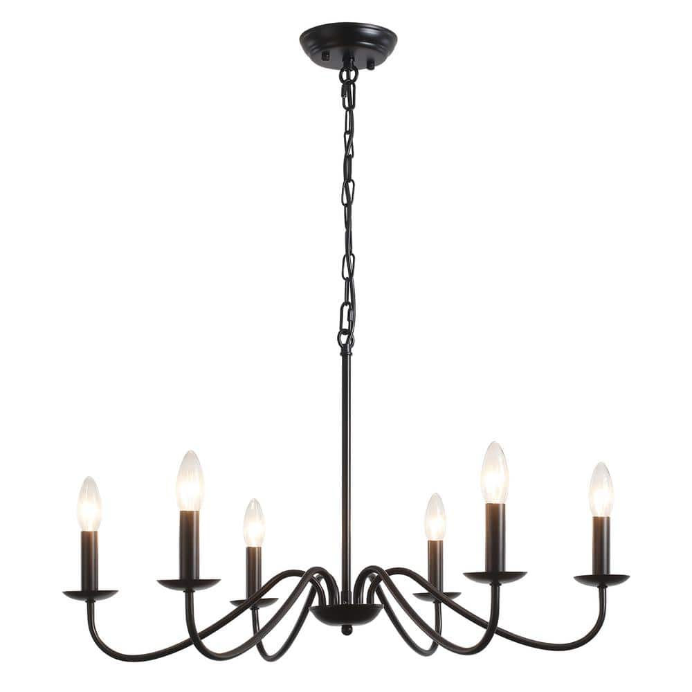 6-Light Classic Matte Black Candle Style Chandelier for Kitchen Island Dining Room with No Bulbs Included price history on PriceWatchPro