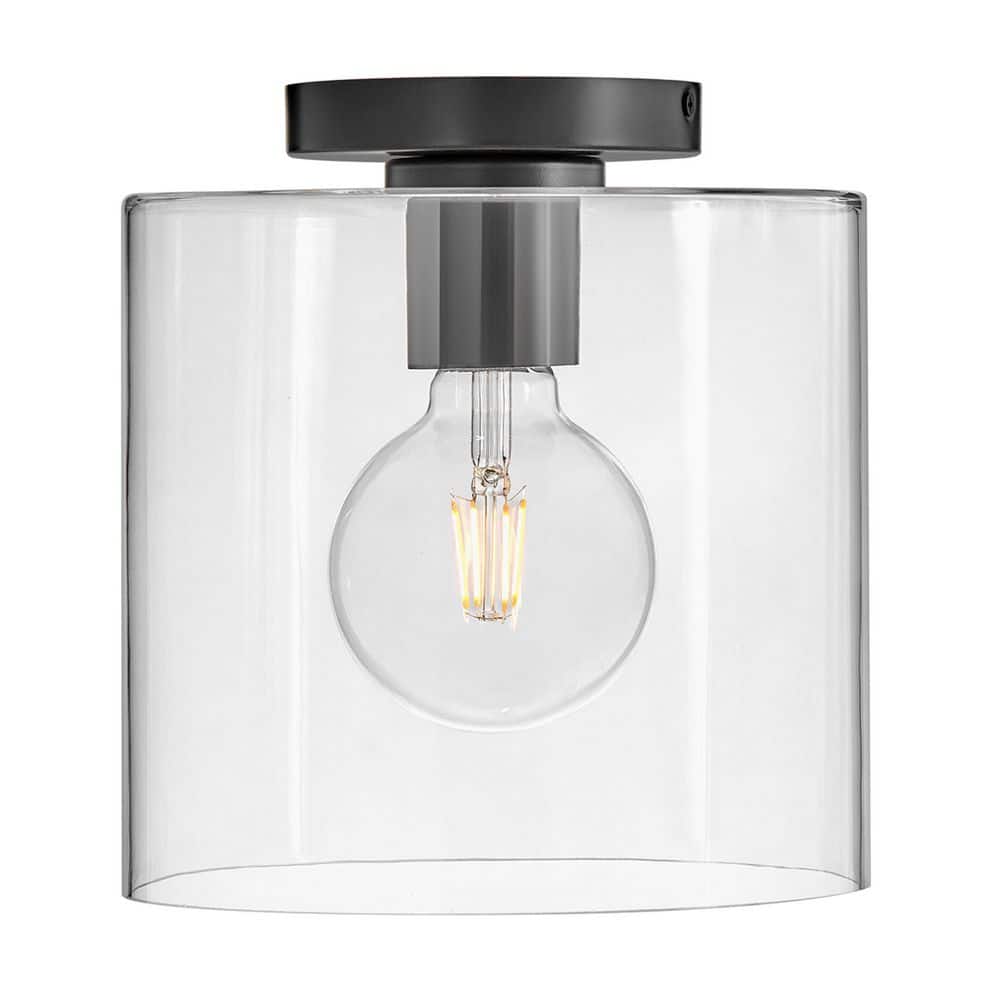 Pippa 8.5" Black and Clear Glass LED Flush Mount