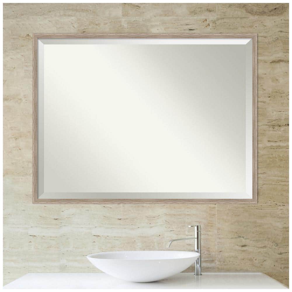 Rustic Whitewash Wood Bathroom Vanity Mirror