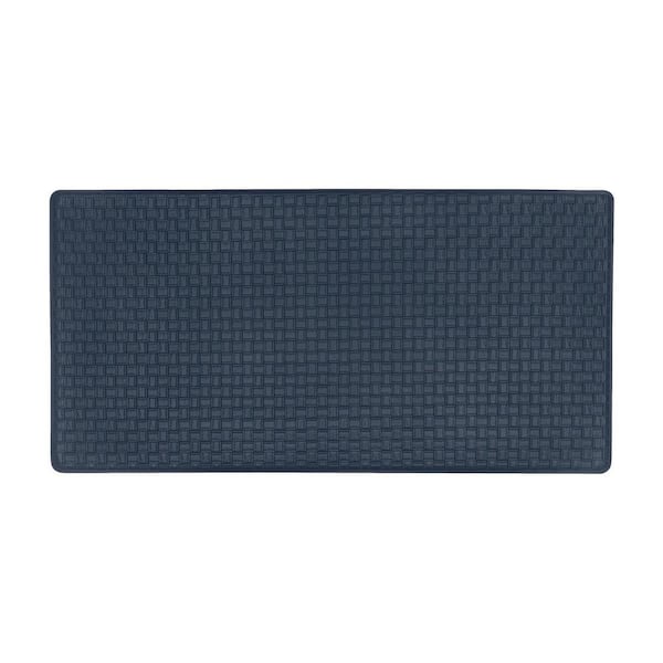 ACHIM Woven Embossed Faux Leather Navy 20 in. x 39 in. Anti-Fatigue Mat