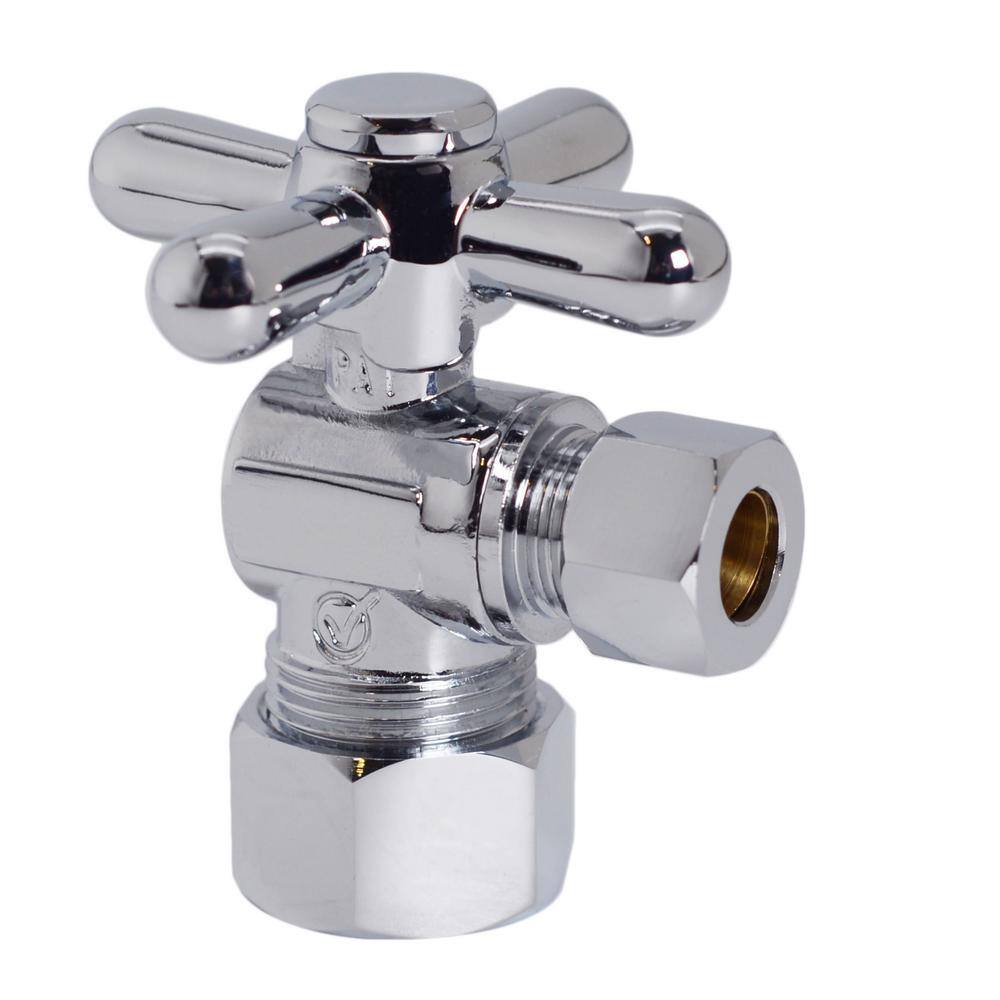5/8 in. IPS x 3/8 in. O.D. Compression Outlet Angle Stop with 1/4-Turn Cross Handle, Polished Chrome price history on PriceWatchPro