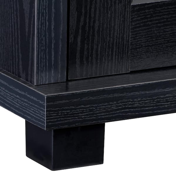 CorLiving Fremont Black Ravenwood TV Bench with Glass Cabinets for