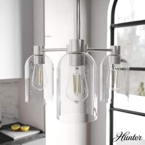 Lochemeade 3 Light Brushed Nickel Chandelier with Clear Seeded Glass Shades Kitchen Light