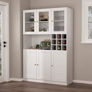 Large 6 Doors Kitchen Cabinet With Hutch and Buffet, Pantry With Wine Rack (70.9 in. H x 47.2 in. W x 15.9 in. D)