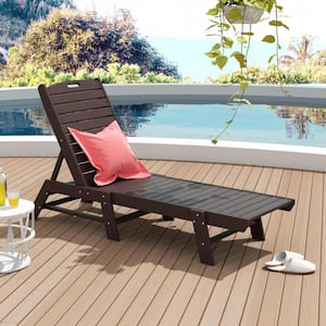 Laguna Dark Brown Fade Resistant HDPE All Weather Plastic Outdoor Patio Reclining Chaise Lounge Chair, Adjustable Back