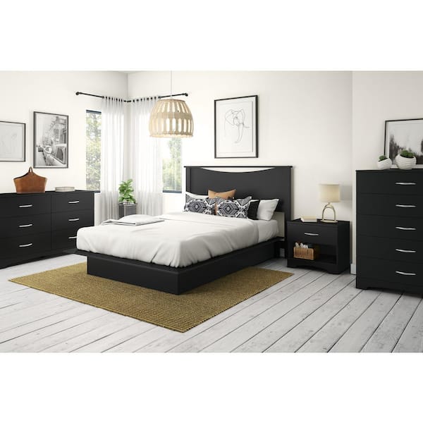 6 Drawer Pure Black Dresser 3107010, Long Black Dresser For Bedroom