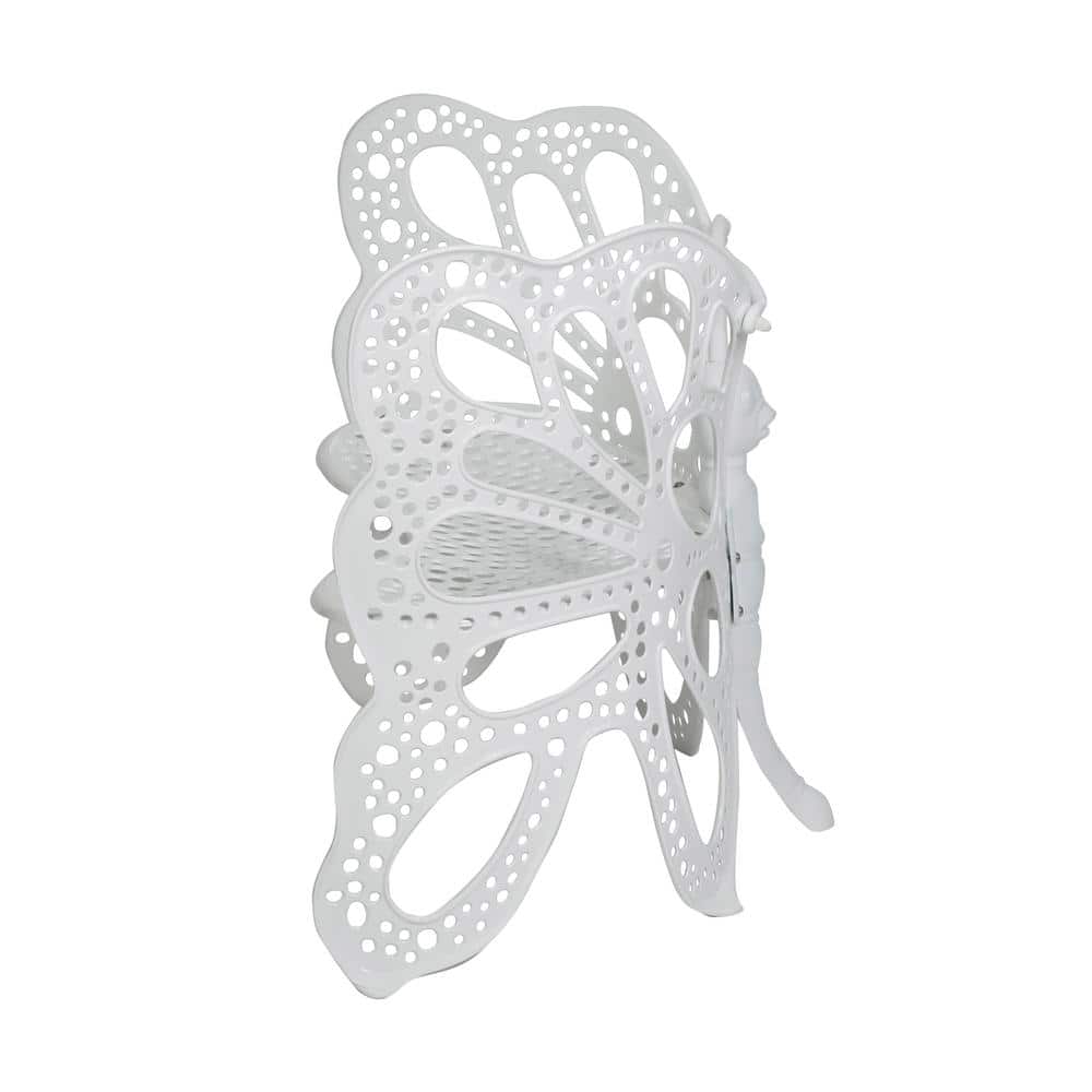 Whimsical White Aluminum Butterfly Garden Bench - 38in